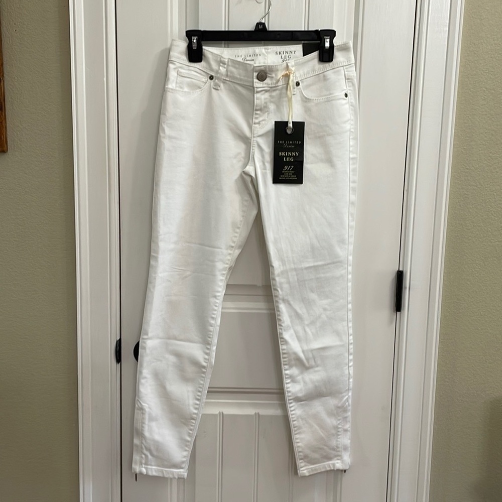 THE LIMITED White Jeans With Zipper Ankle Size 4